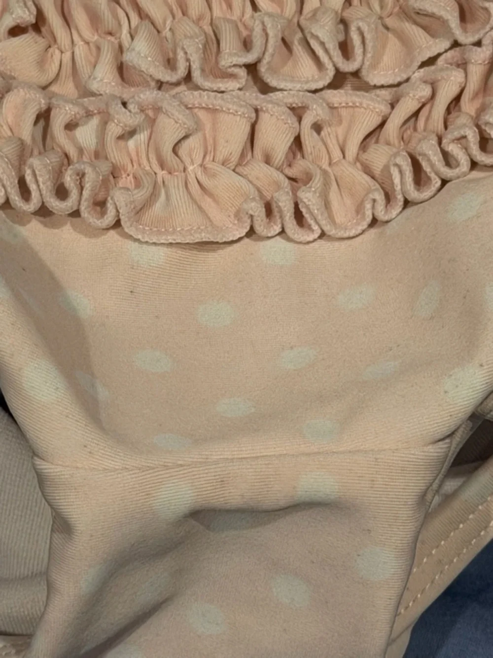 GUC Ruffle Butts Peachy-Pinkish Polka Dot Rash Guard & Swim Bottoms